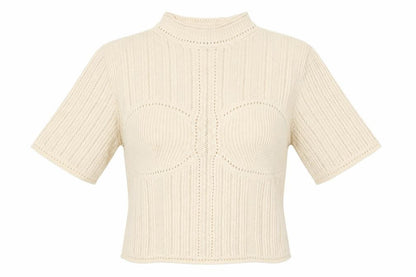 Uniqlo Mame Kurogouchi Women's Beige Mock Neck Knit Jumper Size S