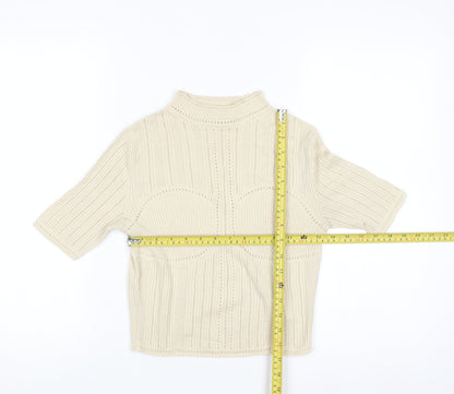 Uniqlo Mame Kurogouchi Women's Beige Mock Neck Knit Jumper Size S