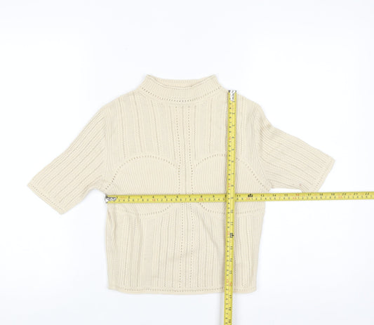 Uniqlo Mame Kurogouchi Women's Beige Mock Neck Knit Jumper Size S