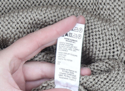 Marks and Spencer Women Beige Chunky Knit Cardigan Size S