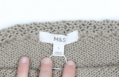Marks and Spencer Women Beige Chunky Knit Cardigan Size S