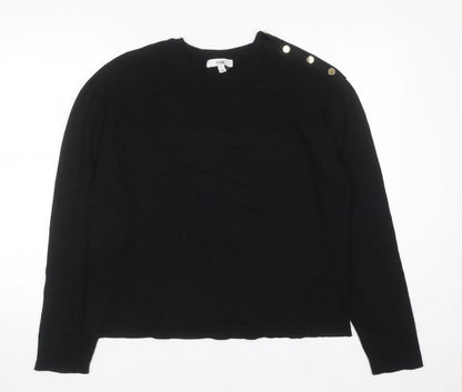 Marks and Spencer Women's Black L Crew Neck Button Jumper