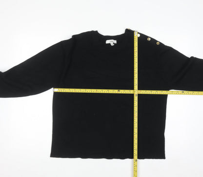 Marks and Spencer Women's Black L Crew Neck Button Jumper