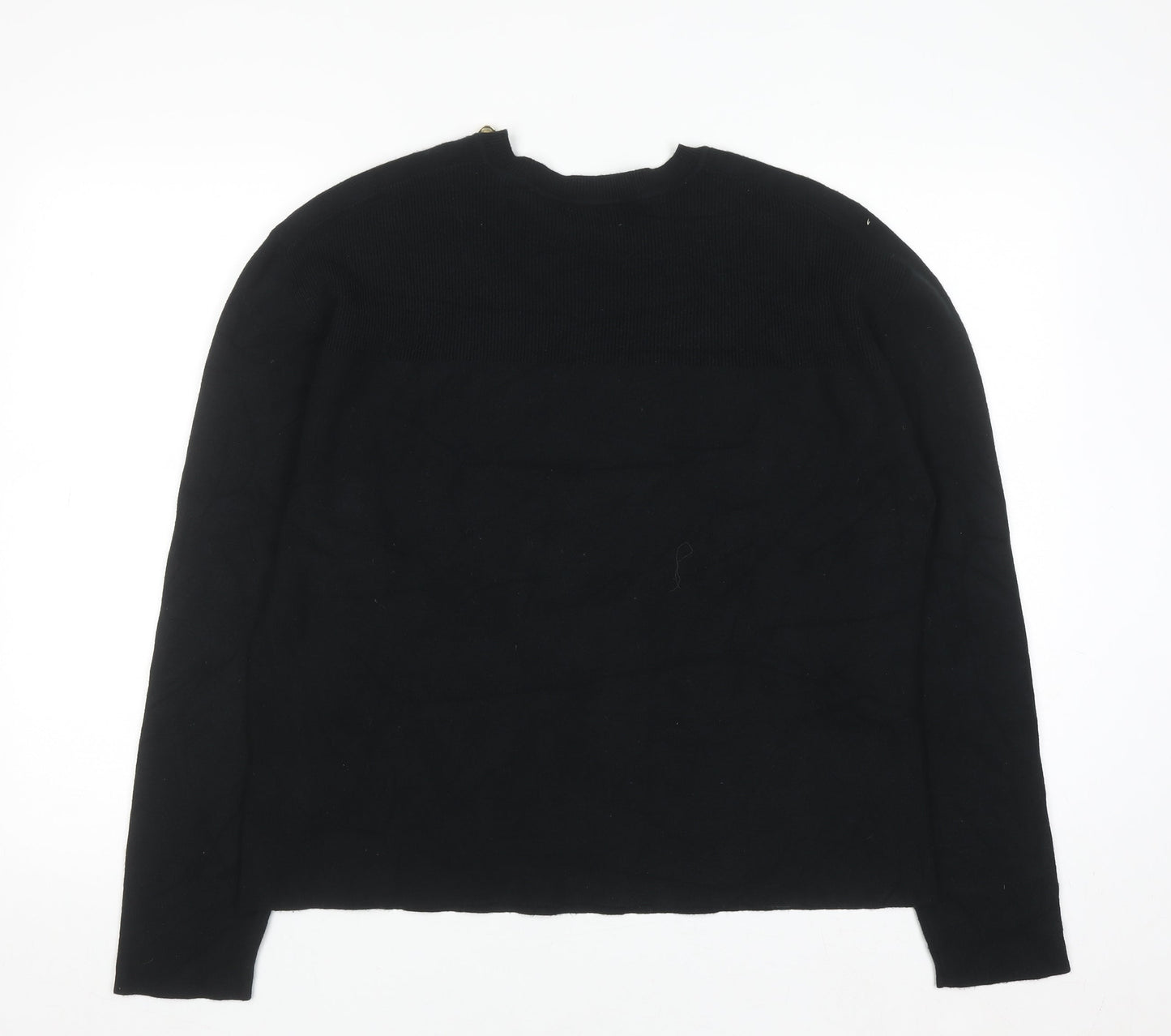 Marks and Spencer Women's Black L Crew Neck Button Jumper