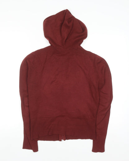 Zingara Womens Burgundy Full Zip Hooded Knit Hoodie Size 12
