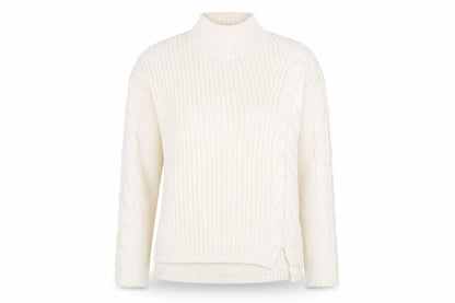 Bassini Women’s Ivory Cable Knit Roll Neck Pullover Jumper Size S