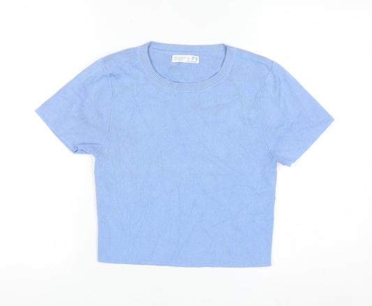 Primark Women Blue Short Sleeve Knit Pullover Jumper L
