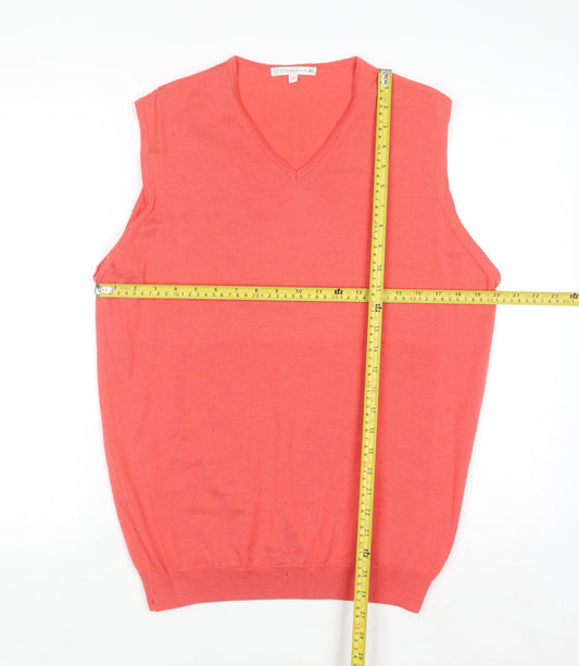 Cutter & Buck Men's Pink Merino Wool V-Neck Sleeveless Vest M