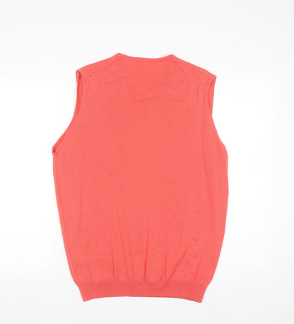 Cutter & Buck Men's Pink Merino Wool V-Neck Sleeveless Vest M