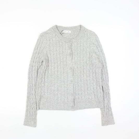 Primark Women Grey Cable Knit Cardigan M Regular Fit