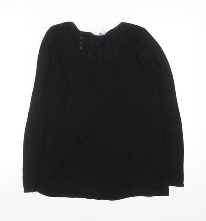 Brettles Women's Black Thermal Viscose Blend V-Neck Jumper Size L