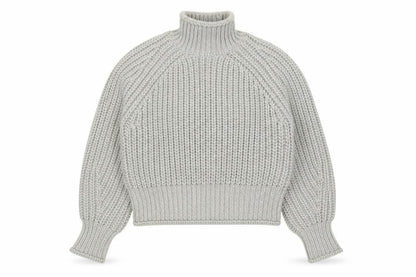 H&M Women Grey Chunky Knit Roll Neck Wool Blend Jumper Size 8