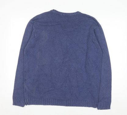 Marks and Spencer Men’s Blue Cotton Blend Crew Neck Jumper L