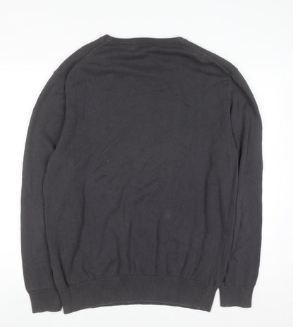 French Connection Men's Black XL Crew Neck Cotton Jumper