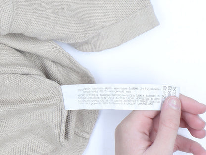 ZARA Women’s Beige Short Sleeve Cotton Knit Jumper Size S