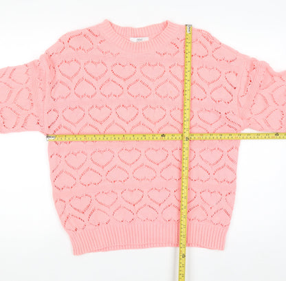 Next Women Pink Open-Knit Heart Jumper Size 14