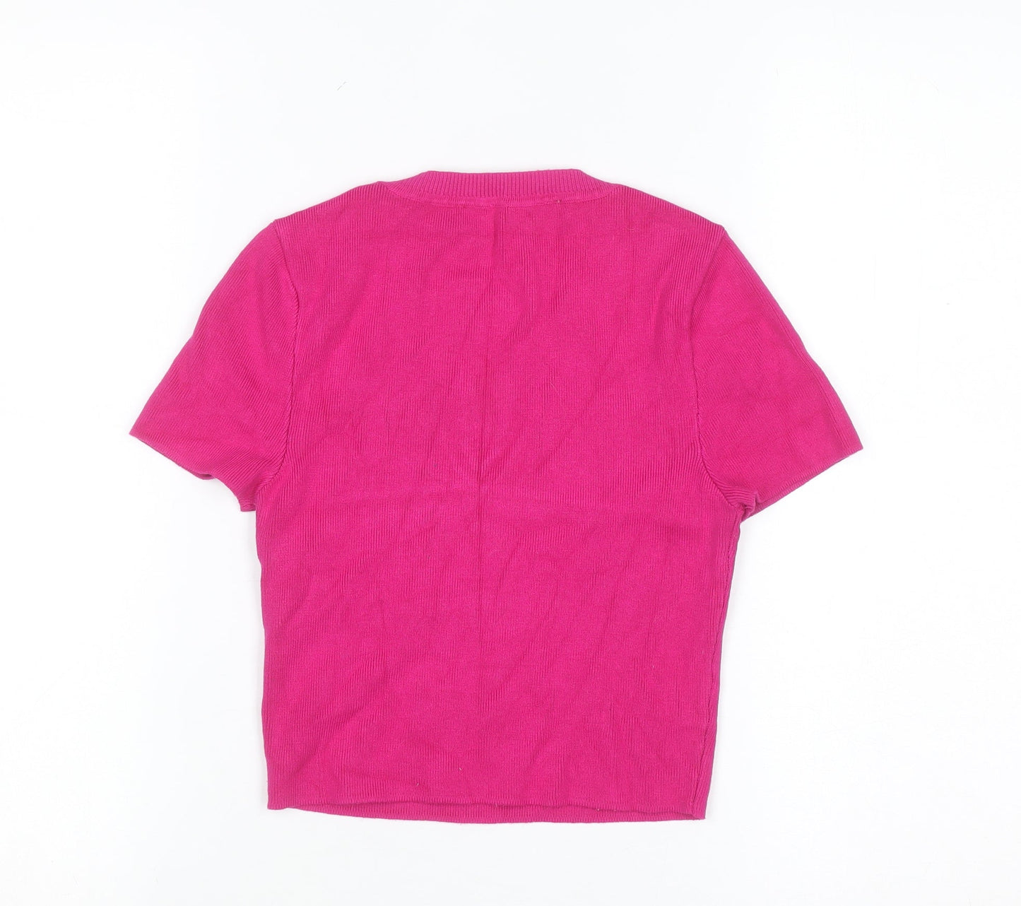 Zara Women Pink Short Sleeve Knit Pullover Jumper Size S