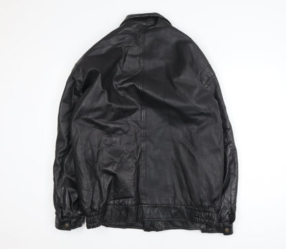 Opus Men's Black Leather Bomber Jacket M Classic Lined