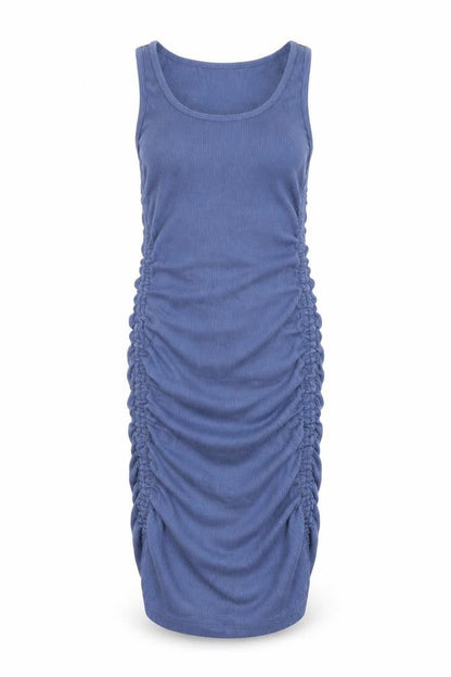Pull&Bear Women Blue M Sleeveless Ruched Bodycon Mini Dress