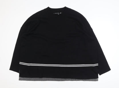 Nina Leonard Women's Black 4XL Crew Neck Long Sleeve Pullover Jumper