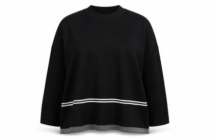 Nina Leonard Women's Black 4XL Crew Neck Long Sleeve Pullover Jumper