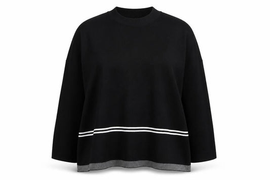 Nina Leonard Women's Black 4XL Crew Neck Long Sleeve Pullover Jumper