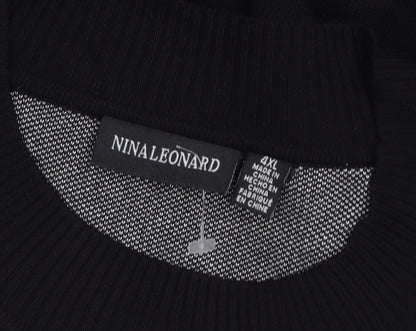 Nina Leonard Women's Black 4XL Crew Neck Long Sleeve Pullover Jumper