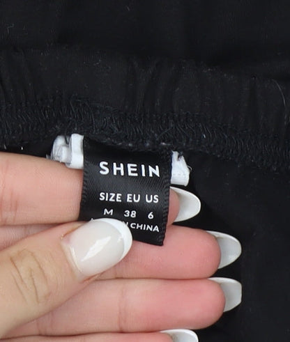 SHEIN Women Black M Ankle Leggings 90% Polyester Stretch