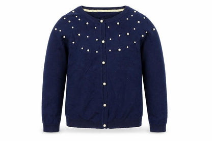 Primark Girls Navy Blue Pearl Button Cardigan 7-8 Years Viscose Blend