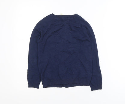 Primark Girls Navy Blue Pearl Button Cardigan 7-8 Years Viscose Blend