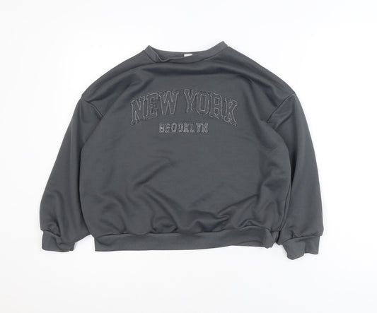 SUMWON Girls Grey New York Brooklyn Pullover Sweatshirt 12 Years