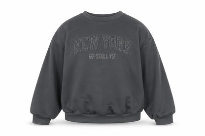 SUMWON Girls Grey New York Brooklyn Pullover Sweatshirt 12 Years