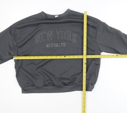 SUMWON Girls Grey New York Brooklyn Pullover Sweatshirt 12 Years