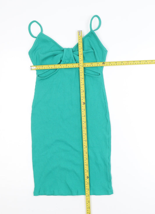 Primark Women Green Size 8 Bodycon Knit Sleeveless Dress