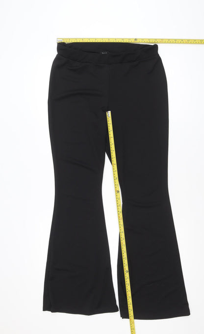 Boohoo Women Black Size 14 Mid Rise Stretch Jersey Leggings