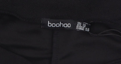 Boohoo Women Black Size 14 Mid Rise Stretch Jersey Leggings