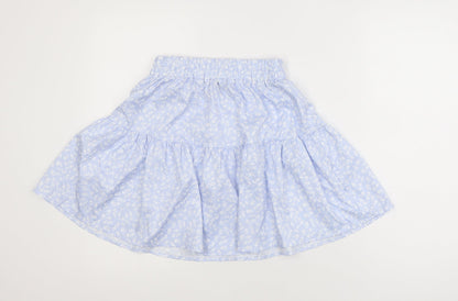 SHEIN Women Blue Floral A-Line Short Skirt XS Lightweight