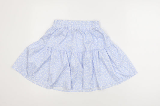 SHEIN Women Blue Floral A-Line Short Skirt XS Lightweight