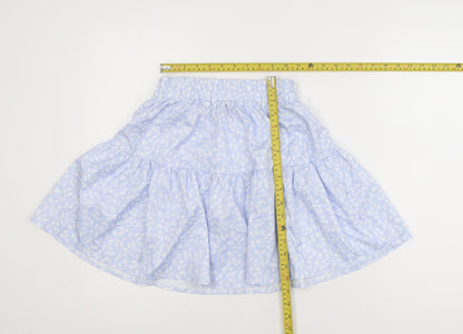 SHEIN Women Blue Floral A-Line Short Skirt XS Lightweight