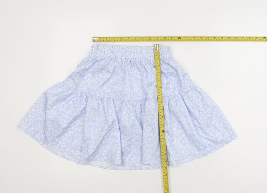 SHEIN Women Blue Floral A-Line Short Skirt XS Lightweight