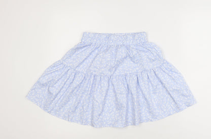 SHEIN Women Blue Floral A-Line Short Skirt XS Lightweight