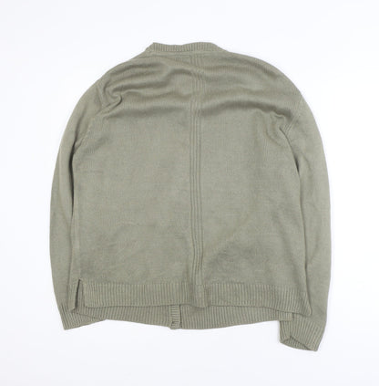 Essentials M Womens Green Cotton Button Cardigan Size M
