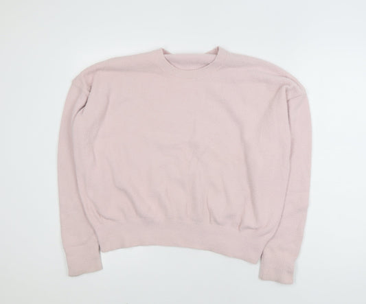 Savida Women Light Pink Pullover Sweater XL Nylon Crew Neck