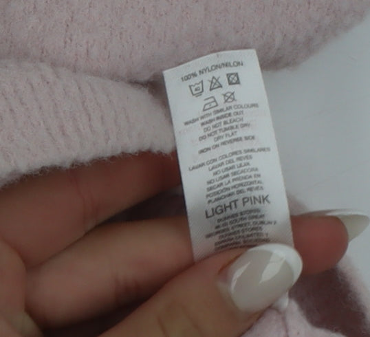 Savida Women Light Pink Pullover Sweater XL Nylon Crew Neck