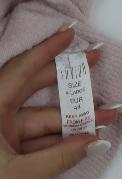 Savida Women Light Pink Pullover Sweater XL Nylon Crew Neck