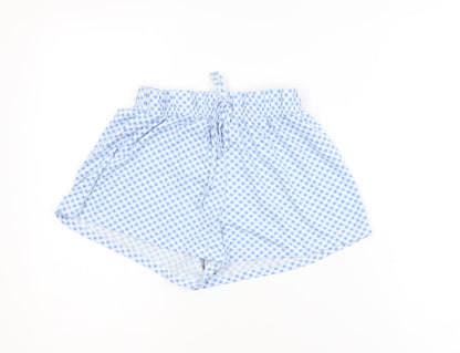 Primark Women Blue Check Gingham Drawstring Shorts XS