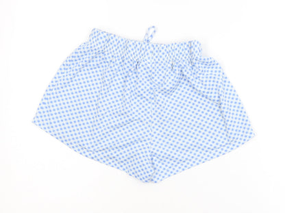 Primark Women Blue Check Gingham Drawstring Shorts XS