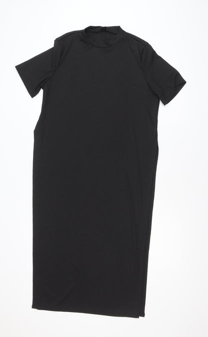 SHEIN Women’s Black T-Shirt Midi Dress Size 16 Stretch Jersey