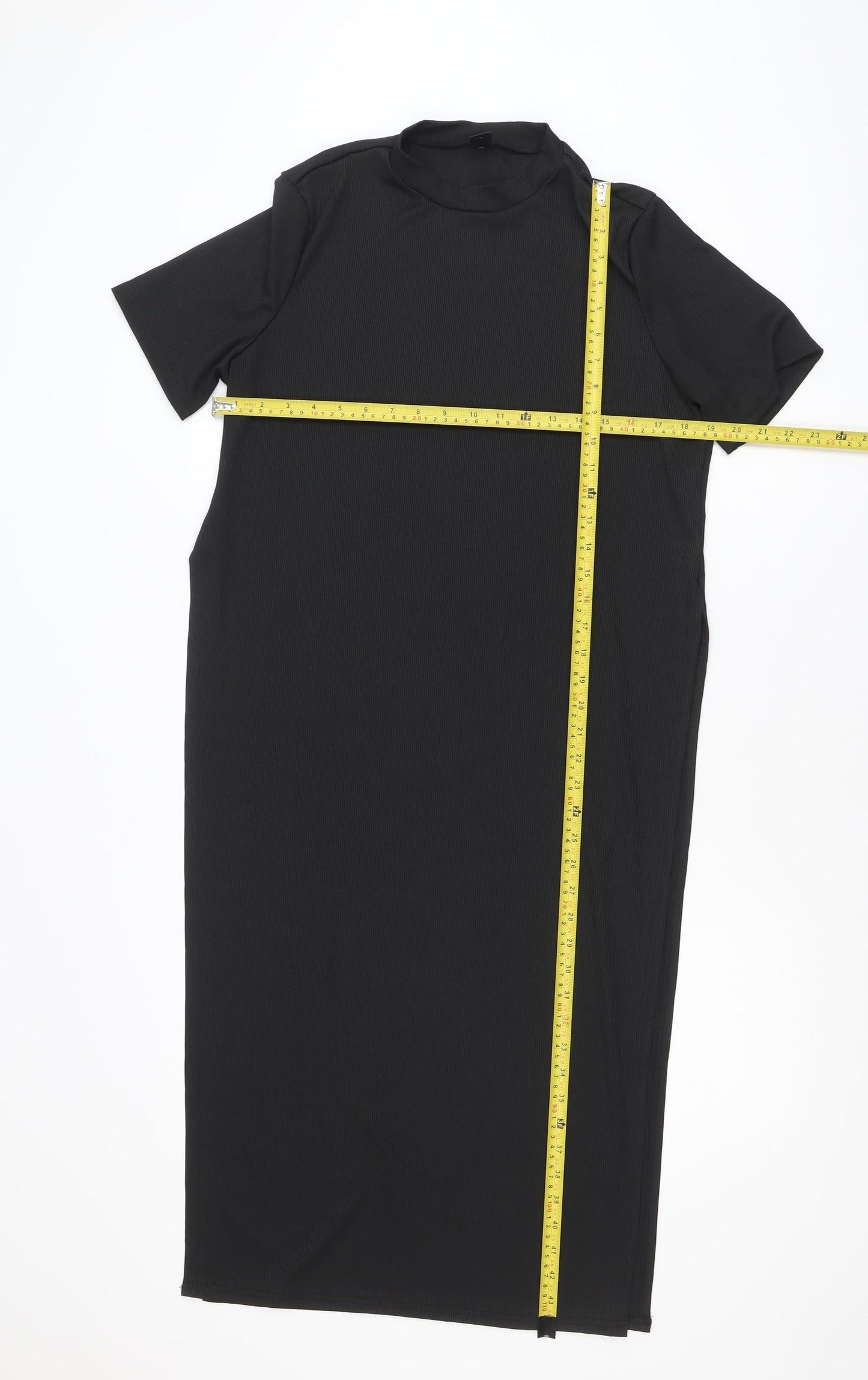 SHEIN Women’s Black T-Shirt Midi Dress Size 16 Stretch Jersey