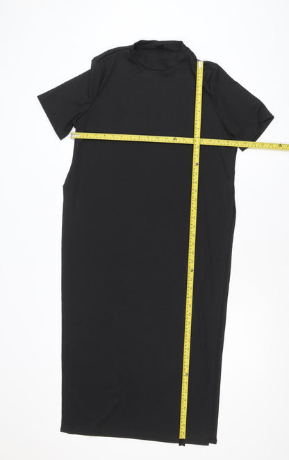 SHEIN Women’s Black T-Shirt Midi Dress Size 16 Stretch Jersey